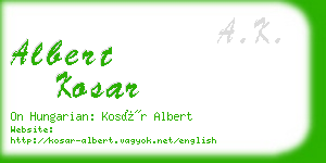 albert kosar business card